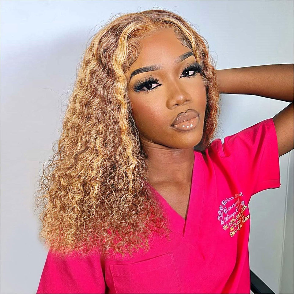 HIRIREMY curly bob wig with deep wave and 13x4 HD lace front for natural styling