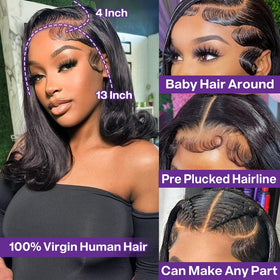HIRIREMY HD transparent lace front bob wig blends with skin tone smoothly.