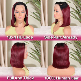 HIRIREMY human hair bob wig with side part for versatile styling