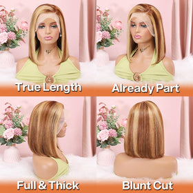 HIRIREMY human hair bob wig straight finish with healthy shine