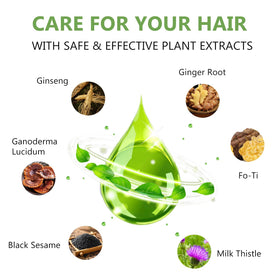 HIS&HERCHOICE natural botanicals including ginseng and reishi nourish while coloring