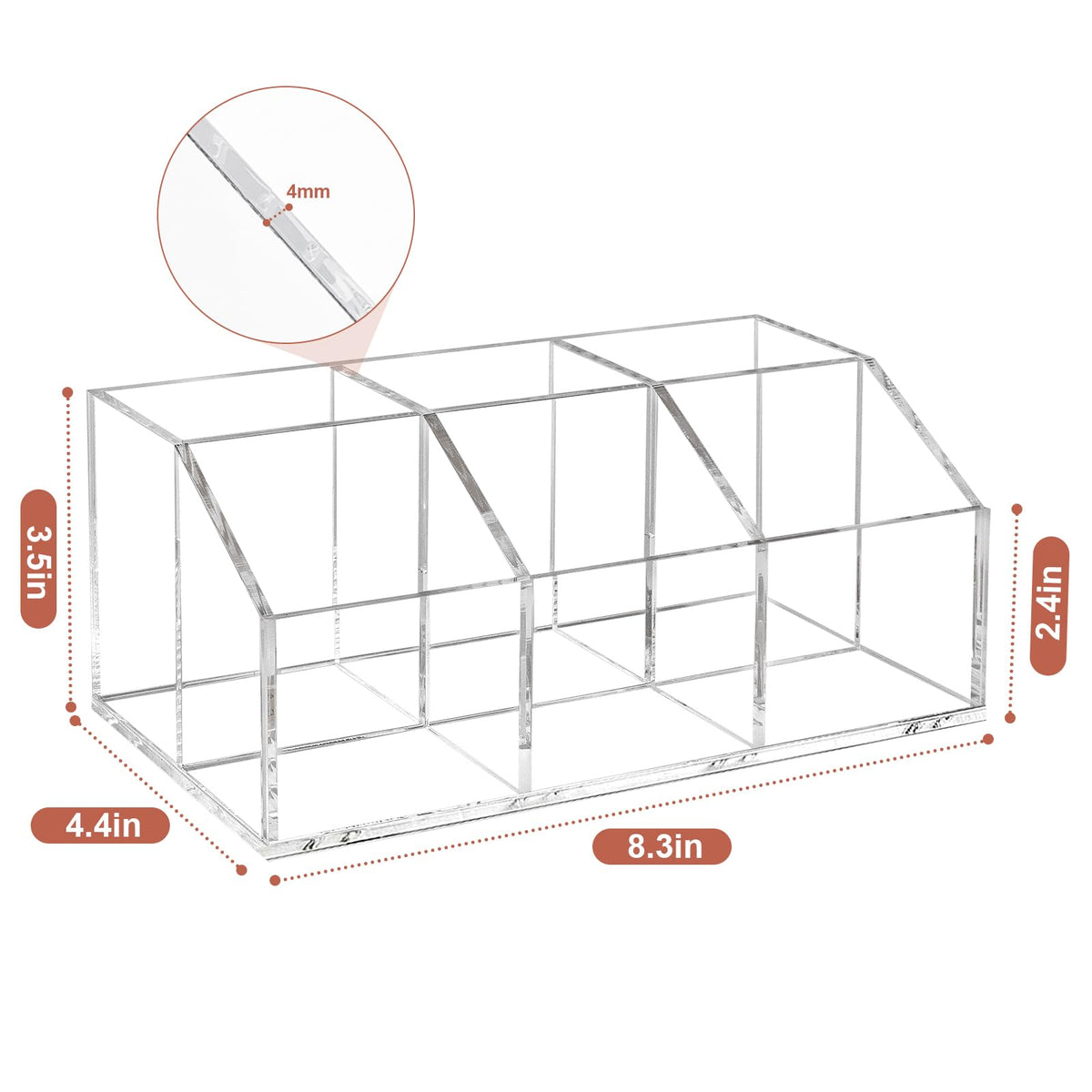 Hisize acrylic cosmetics organizer on vanity showcases items clearly for quick selection.