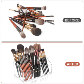 Hisize transparent brush arrangement emphasizes neat, visible storage for daily beauty routines.