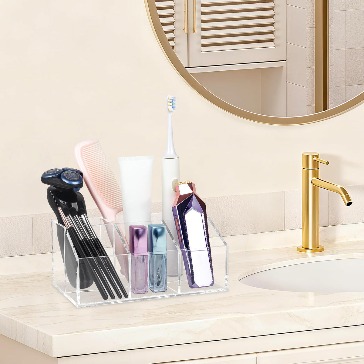 Hisize versatile storage for bathroom and office keeps vanity essentials tidy.