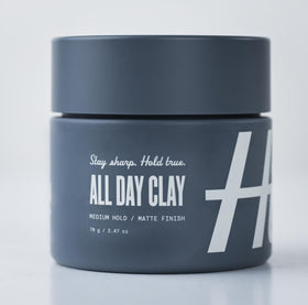 Hitch All Day Clay supports all hair types with versatile hold.
