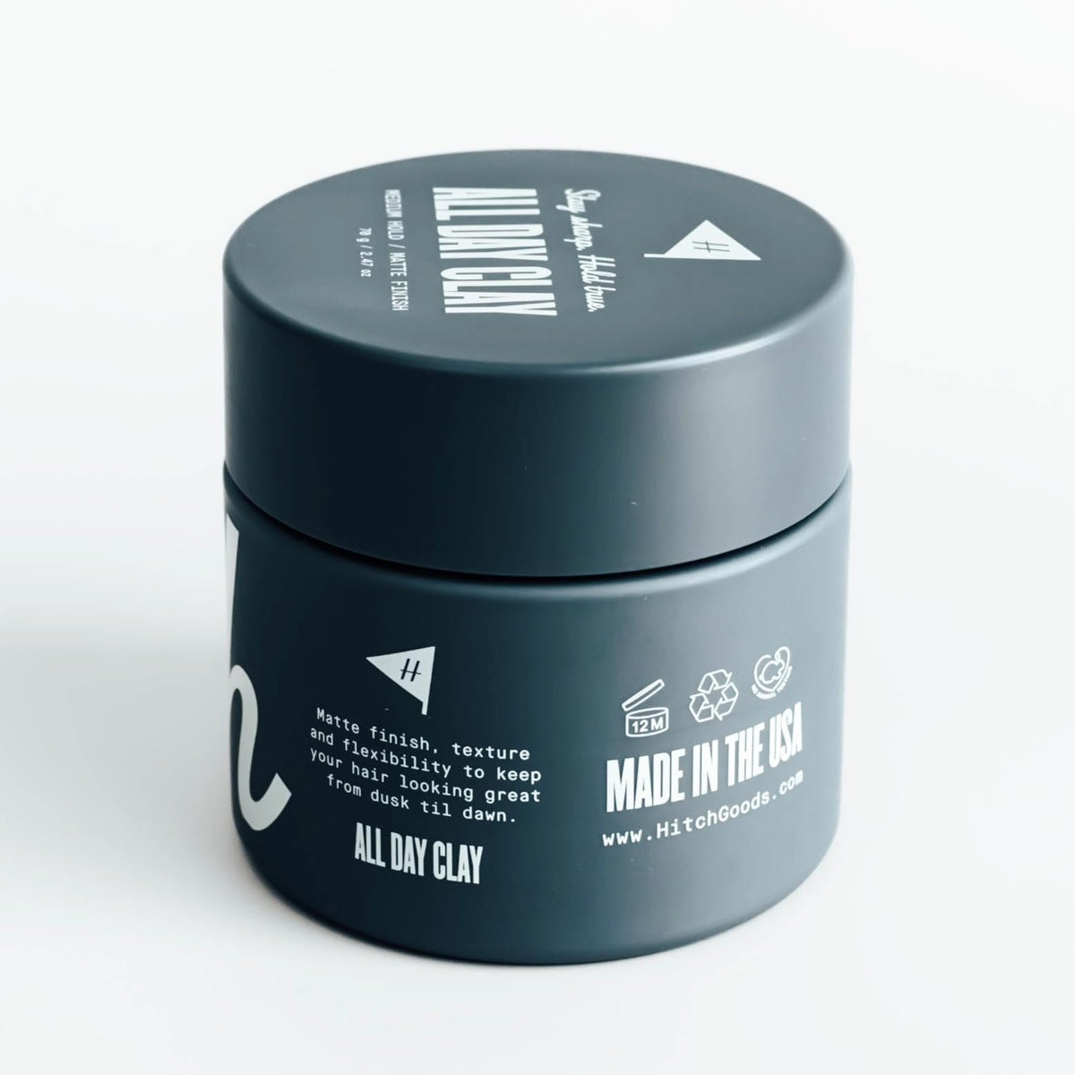 Hitch All Day Clay texture melts like butter for smooth distribution.