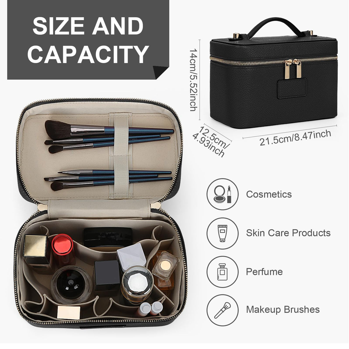 HiTotes makeup bag leather texture close-up highlights durable waterproof surface