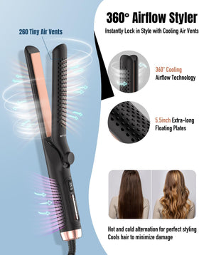 HitTIONA 360° airflow styler LCD display close-up with precise temperature control