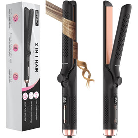 HITTIONA 360° airflow styler demonstrates versatile straightening and curling in a single tool.
