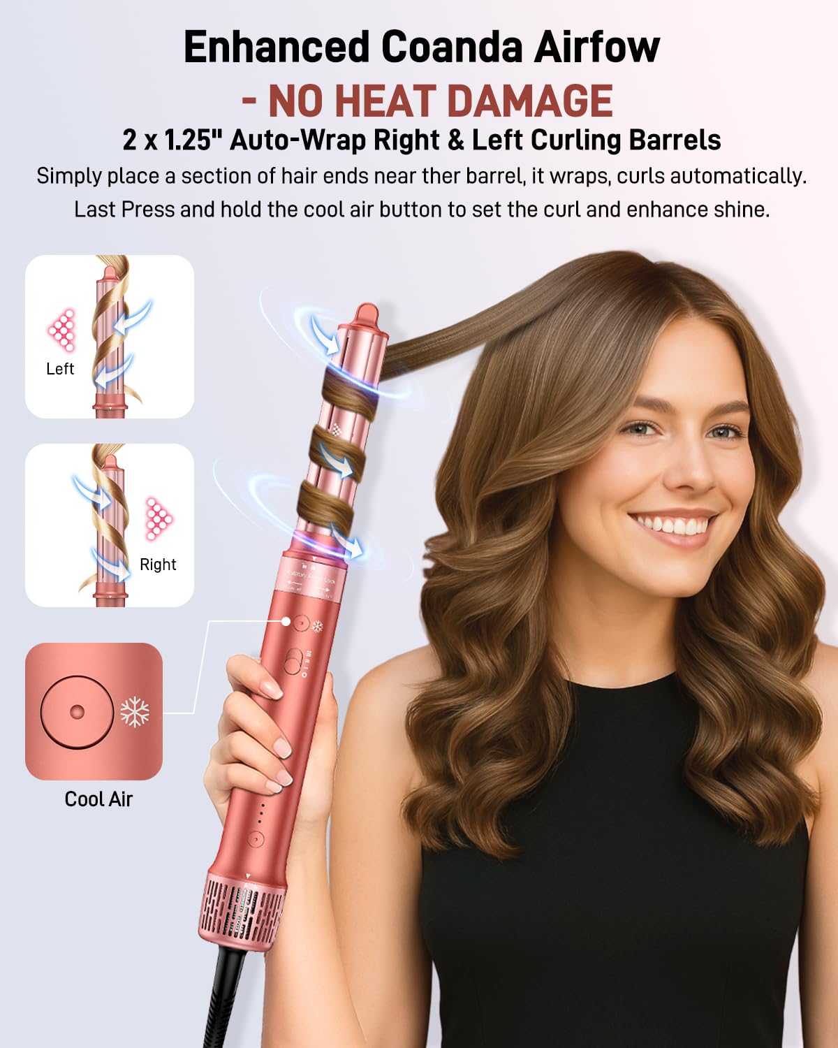 Hittiona 5-in-1 hair styler air curler creates natural curls