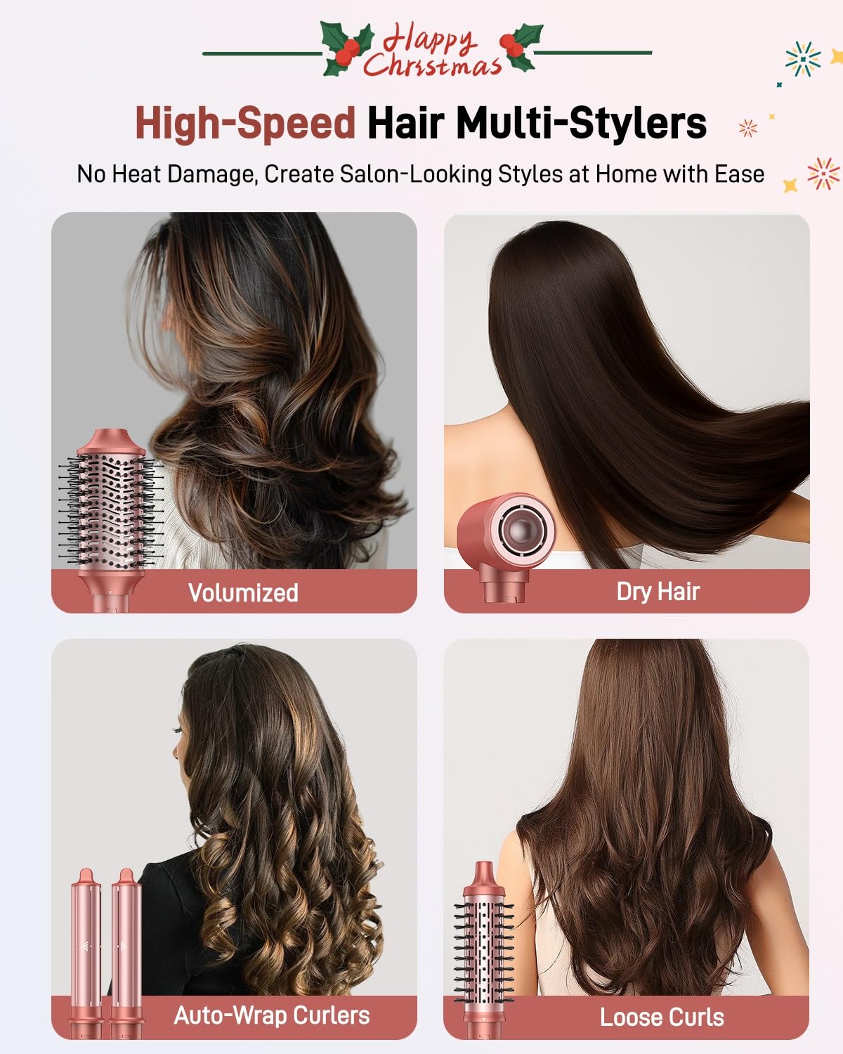 Hittiona 5-in-1 hair styler volumizing brush lifts roots for body