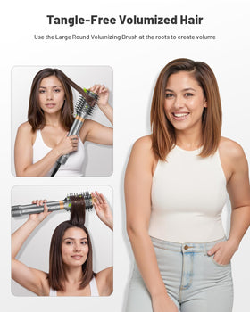 HITTIONA hot air styler in use drying and shaping hair with controlled heat