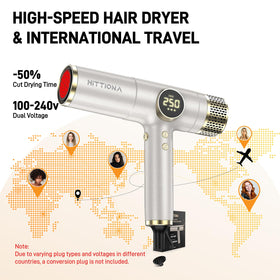 HITTIONA infrared hair dryer back vent image highlights quiet operation and long-lasting durability.