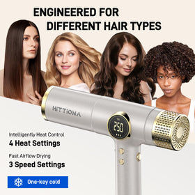 HITTIONA infrared hair dryer control panel demonstrates customizable heat and speed settings for style flexibility.