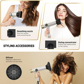 HITTIONA infrared hair dryer with diffuser attached enables smooth styling and frizz control.