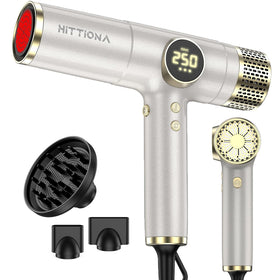 HITTIONA infrared hair dryer front view shows compact, lightweight design for easy daily use.