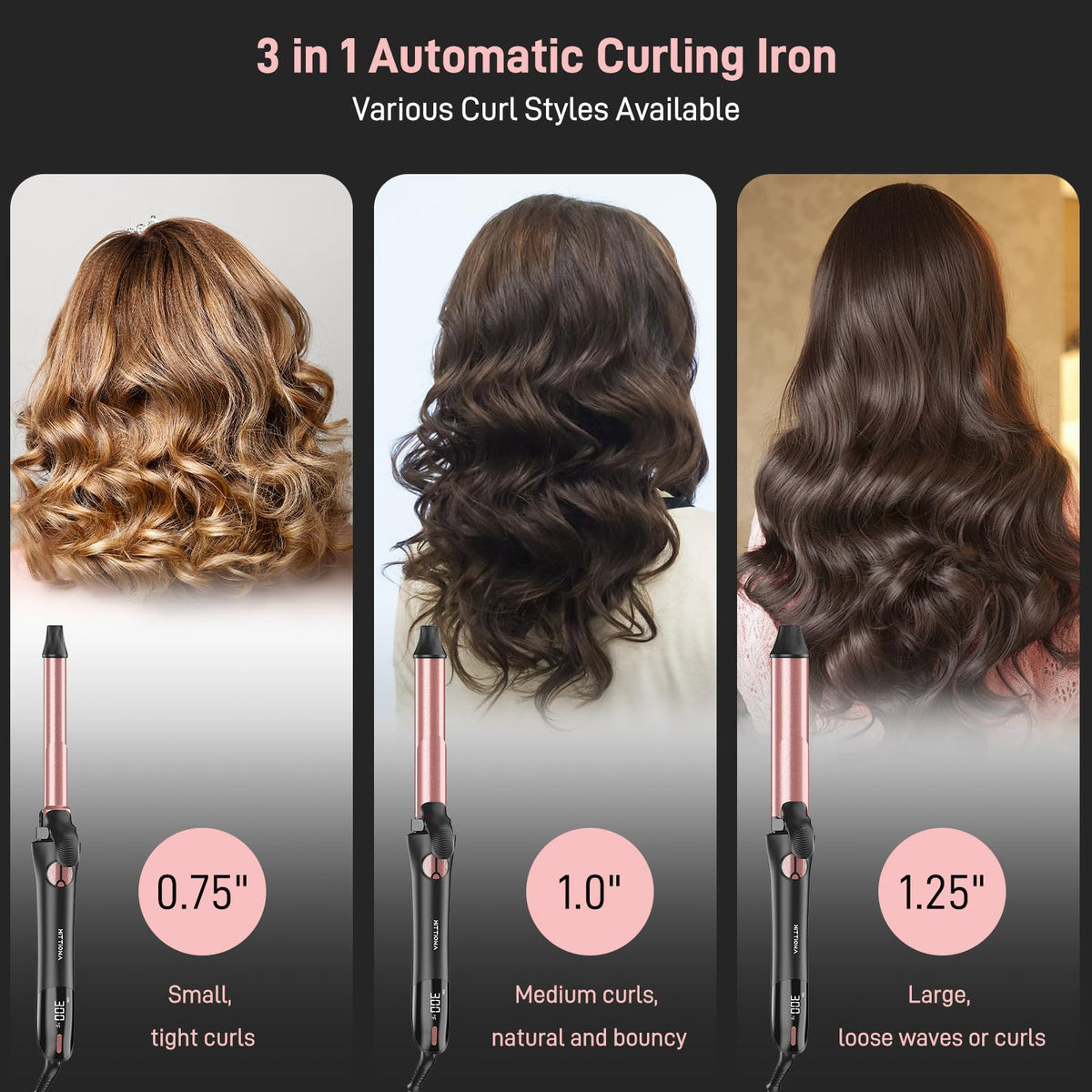 Hittiona rotating curling iron 1-inch barrel delivers easy everyday waves