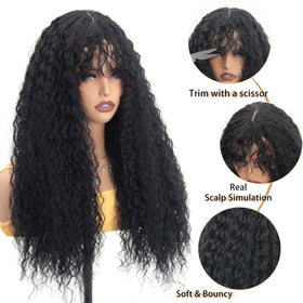 HiTuMyPi curly wig fiber texture closeup, showcasing heat-friendly synthetic fibers.