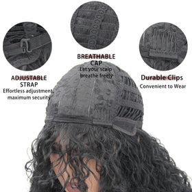 HiTuMyPi packaging includes wig cap for complete styling setup.