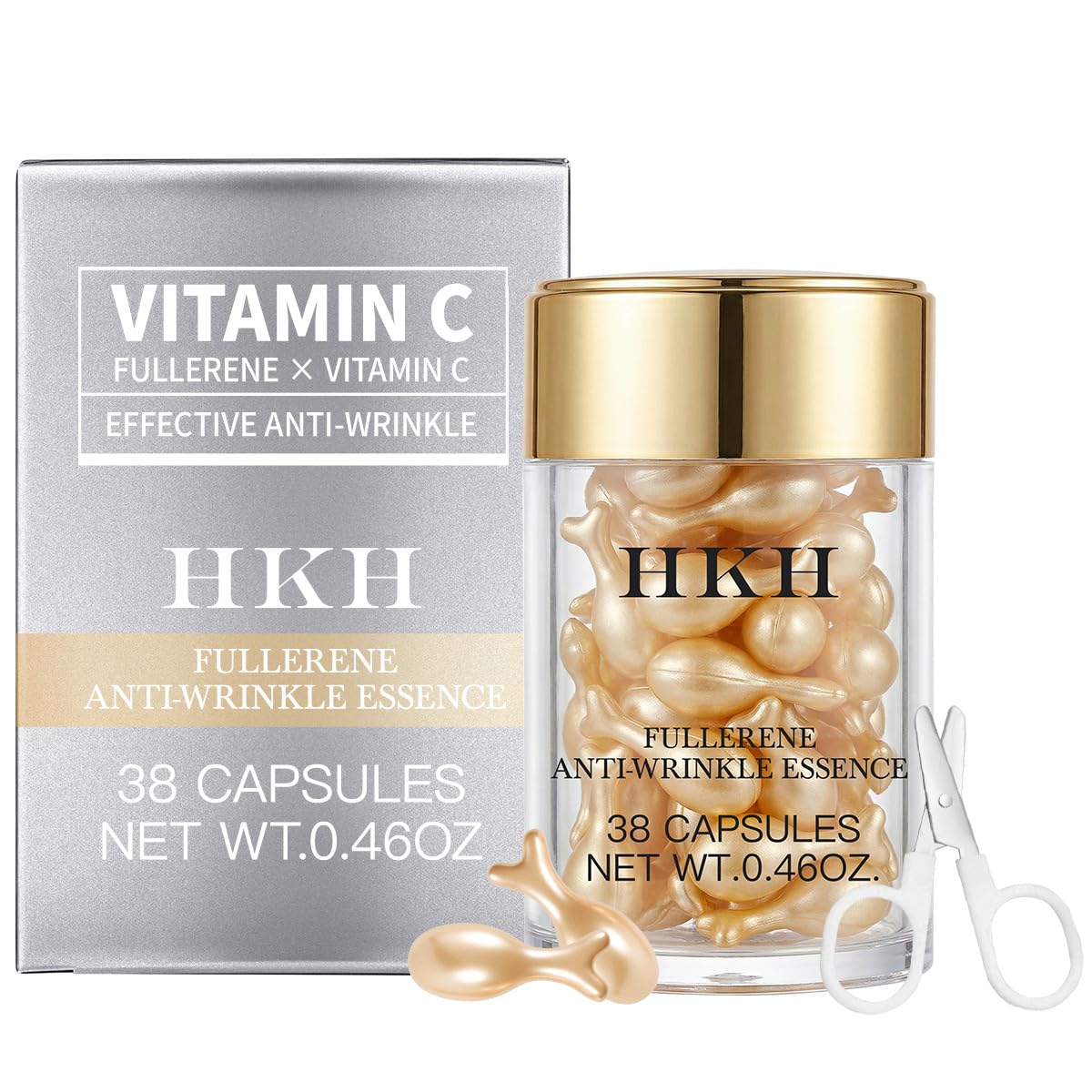 HKH Vitamin C Serum Capsules bottle front showing travel-friendly packaging