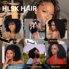HLSK kinky curly crochet hair 16 inch length enables versatile styling