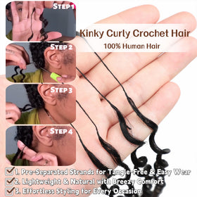 HLSK Kinky Curly Crochet Hair 140g lightweight design for all-day comfort