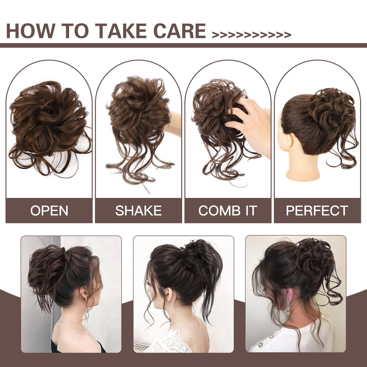 HMD Easy-wear hairpiece demonstrated for a polished look in seconds.