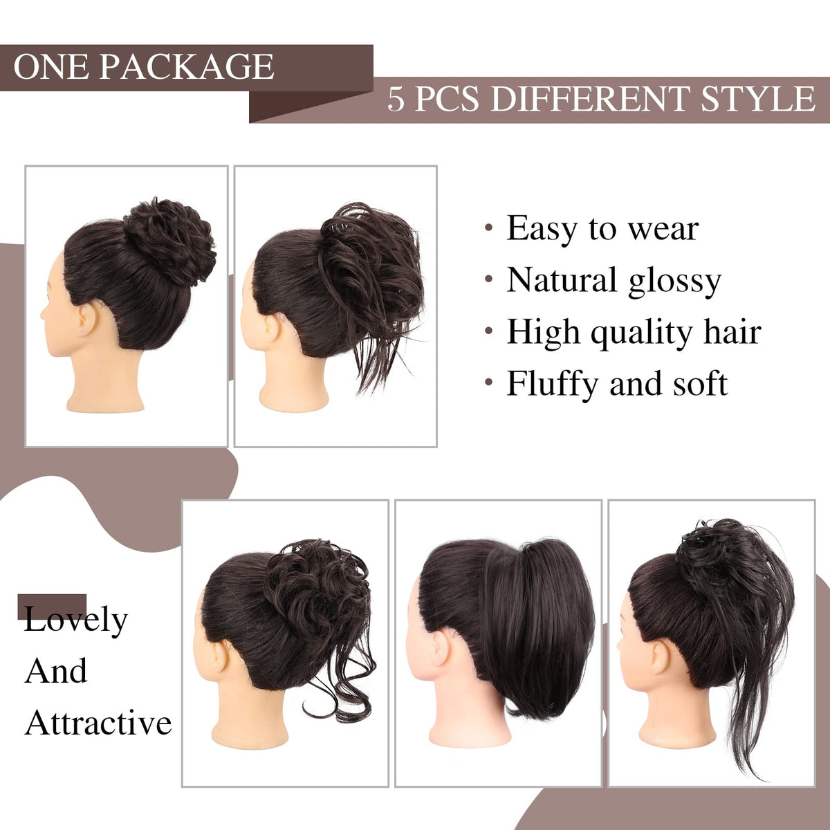 HMD Tousled Updo Extension with ponytail shown for quick styling.