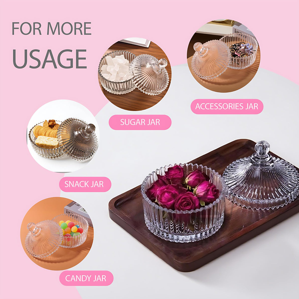 HMRCYTE versatile jar stores powder, candy, or jewelry.