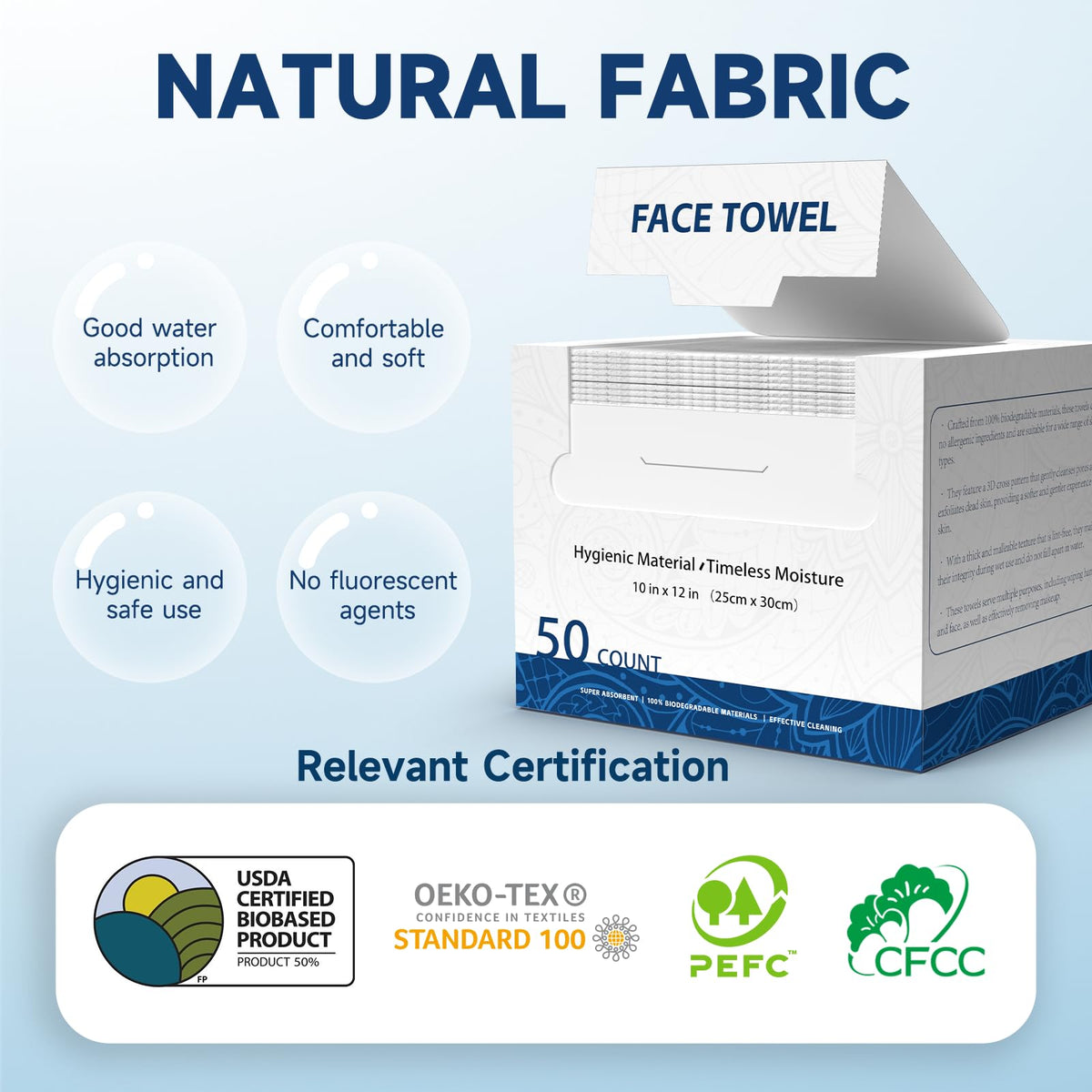 HMTM face towel back side smooth for gentle wiping.