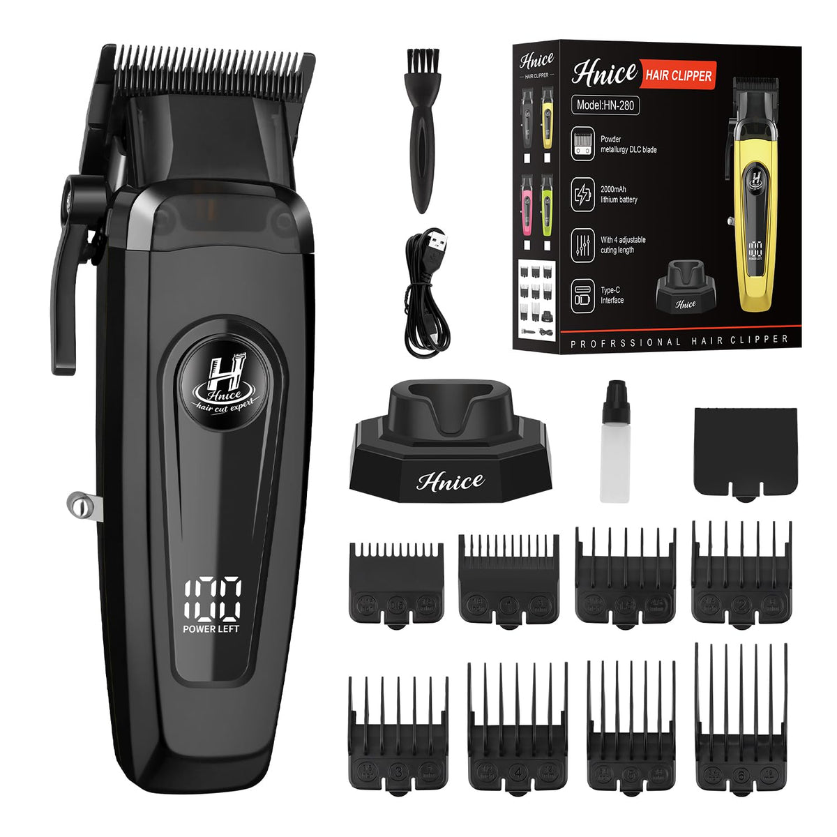 Hnice professional hair clippers with LED display for precise at-home or salon use.