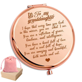 HNLUGF granddaughter pocket mirror in rose gold for travel touch-ups