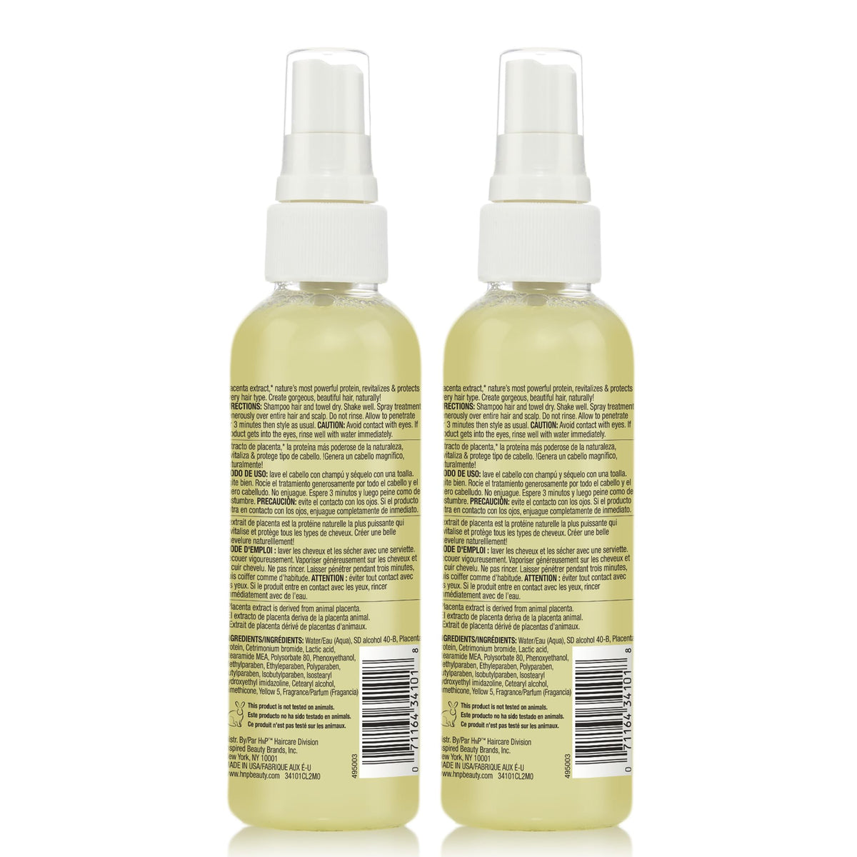 HNP Placenta Original leave-in conditioner label detail focusing on ingredients and usage