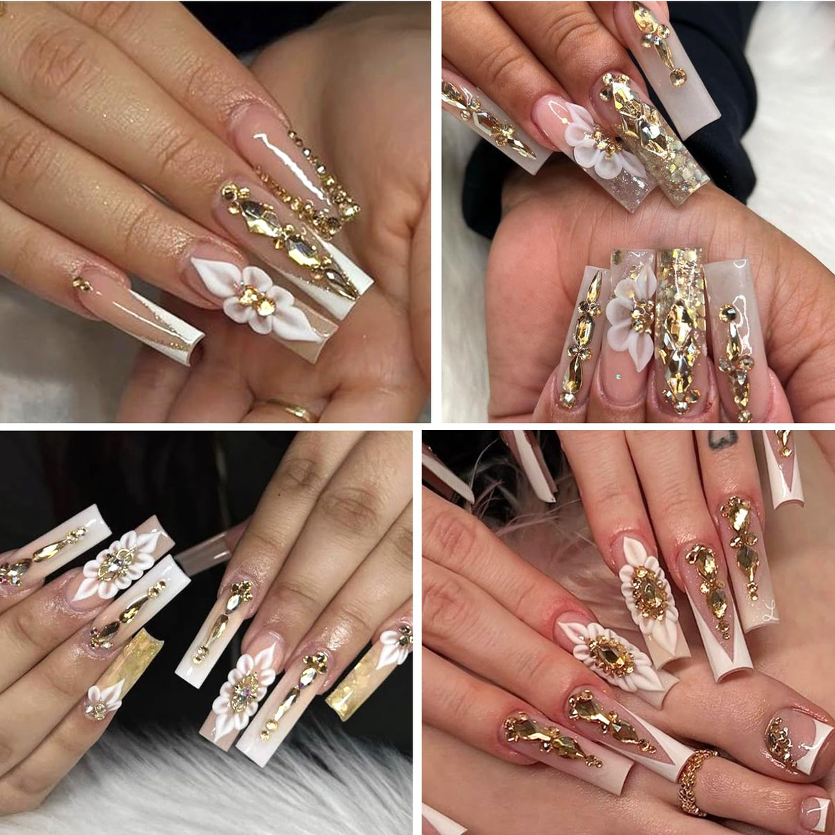 HNUIX Flat-back glass crystals in champagne hue for precise decorating.