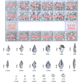 HNUIX six sizes of crystals help create varied nail designs with precision sparkle