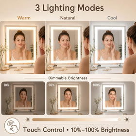 HNV vanity mirror features 10x magnification for precise detail work.