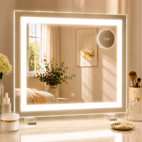 HNV 22x20 lighted vanity mirror with front-side LED lighting for even makeup illumination.