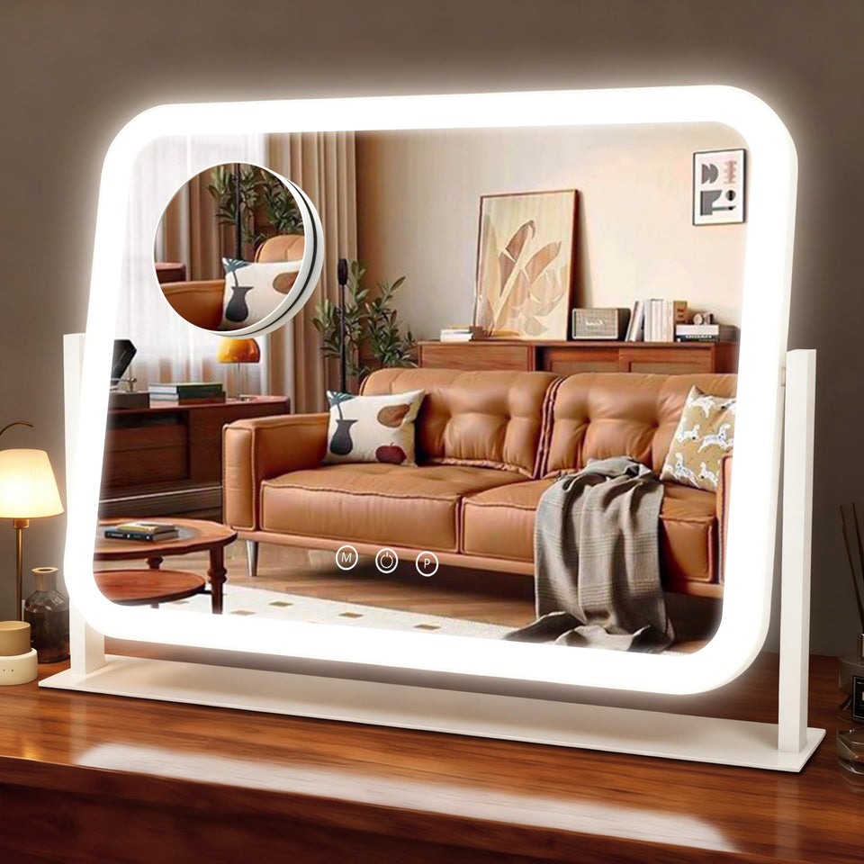 HNV Hollywood vanity mirror offers a wide view for makeup and grooming.