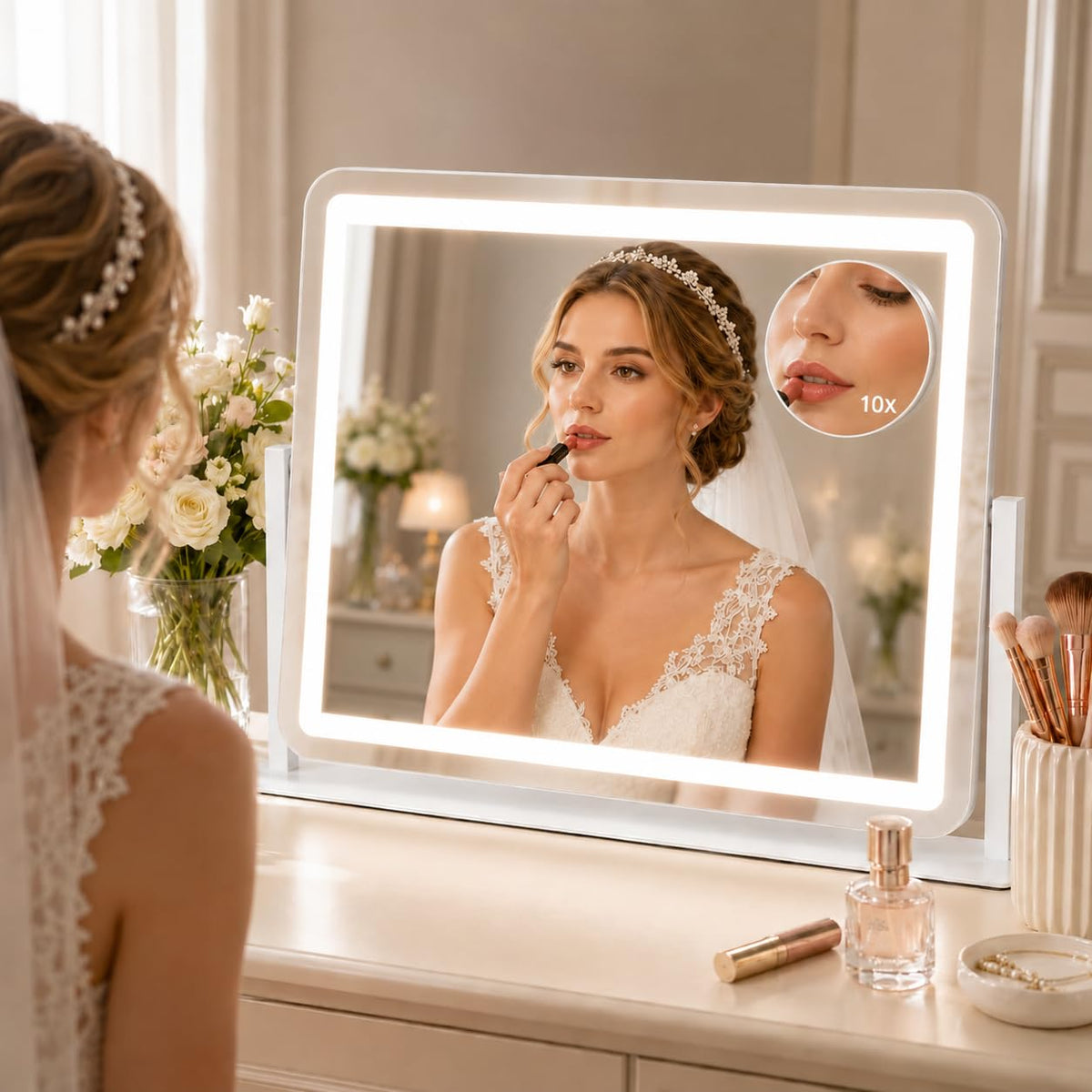 HNV large 22x17 viewing area enhances full-face makeup and upper-body styling
