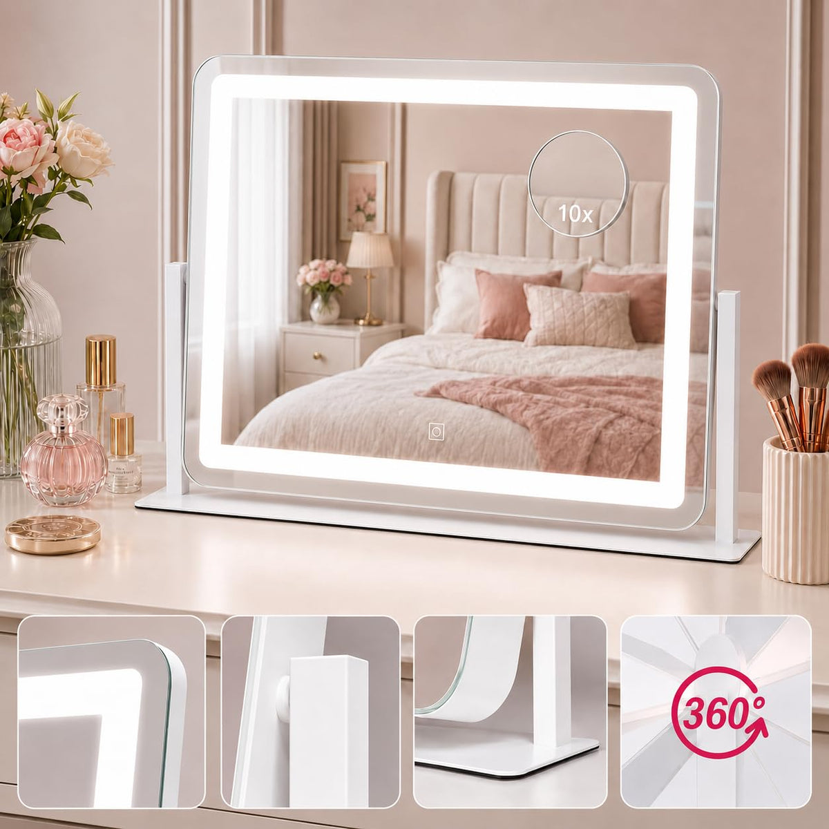 HNV 22x17 mirror delivers true color with CRI 90+ for reliable makeup tones