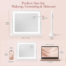 HNV vanity mirror smart touch panel highlights color temperature options for accurate lighting