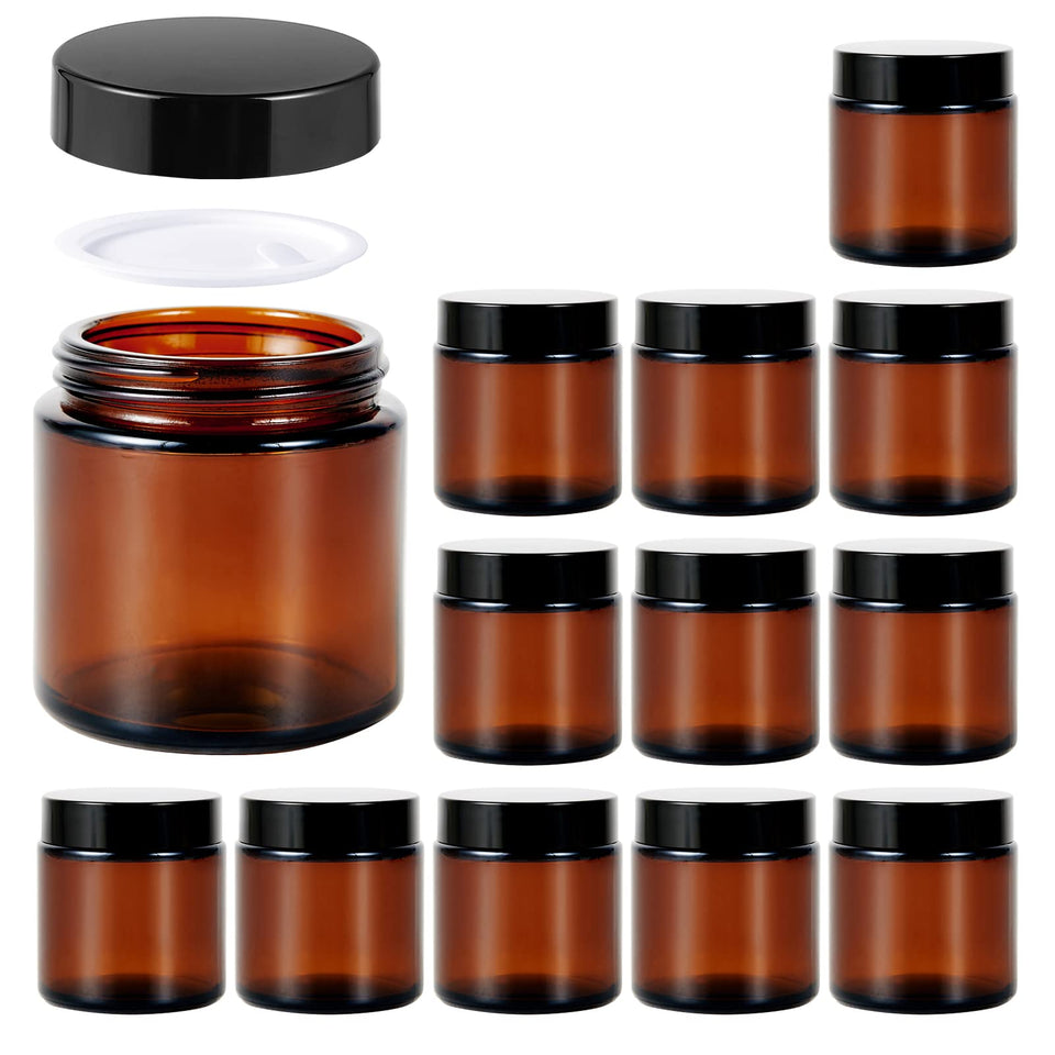Hoa Kinh 4oz amber glass jar with lid closeup showing airtight seal for creams