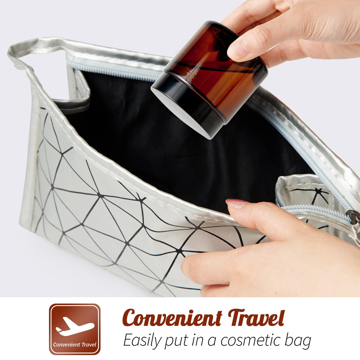 Hoa Kinh inner liner view of amber glass jar demonstrating leak-proof performance