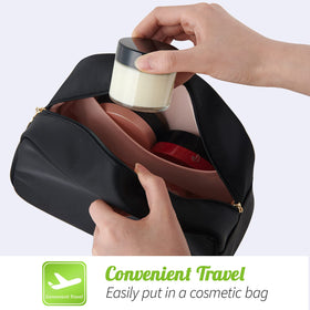 Hoa Kinh glass jar showing inner liner and black lid for secure storage.
