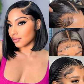 Hoacon bob wig with 13x4 lace front for seamless parting.
