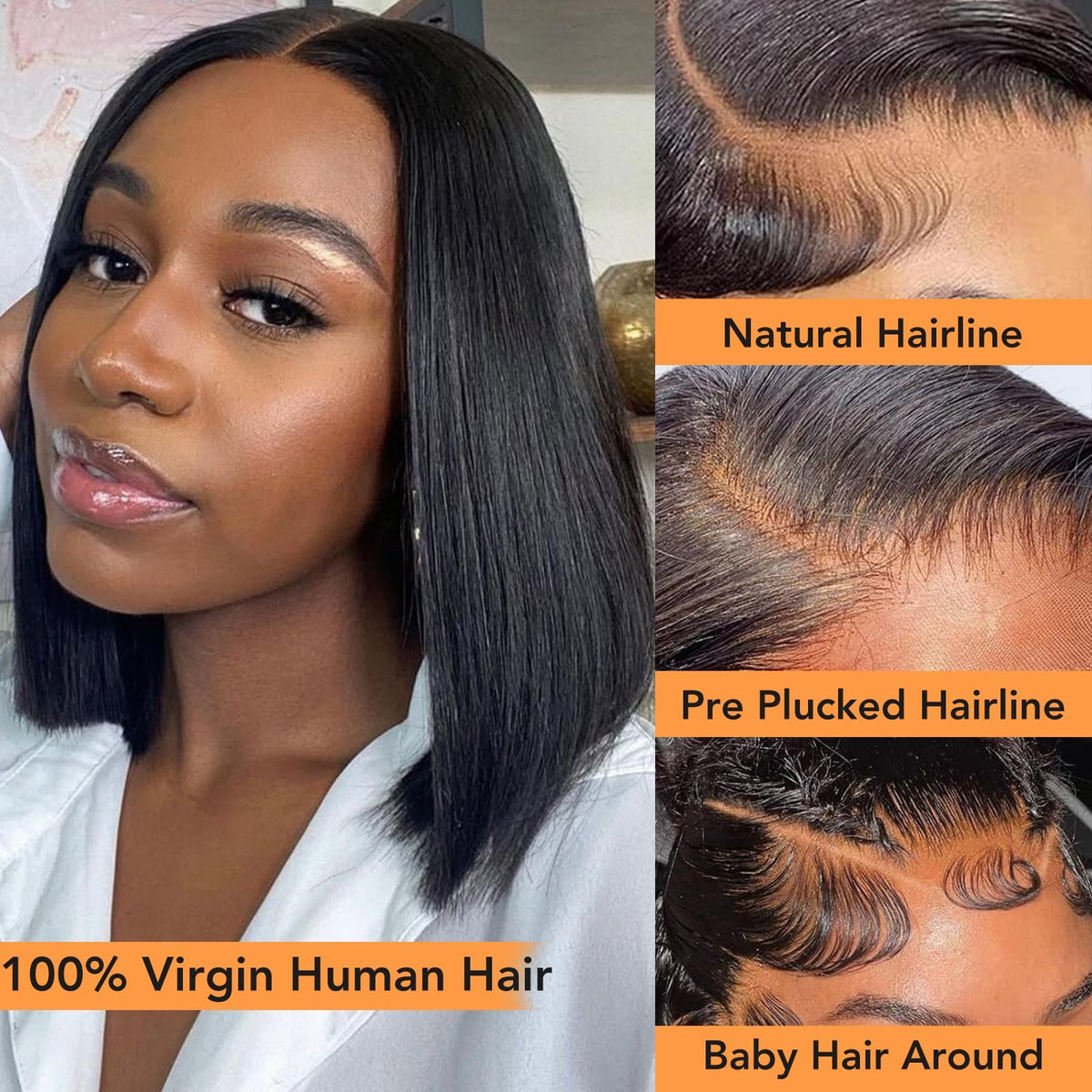 Hoacon wig has a pre-plucked hairline with baby hairs.
