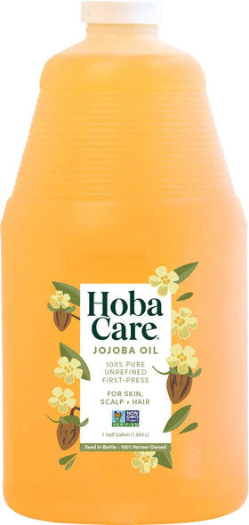 HobaCare Jojoba Oil bottle in bulk ready for versatile skincare and hair care use