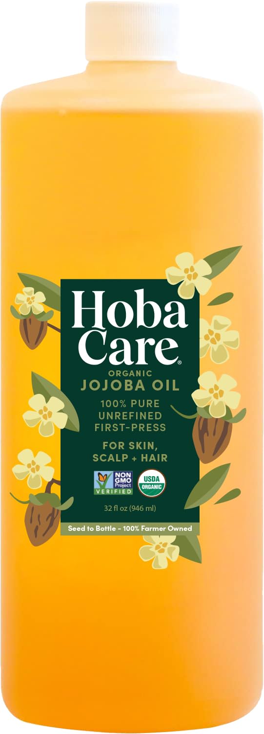 HobaCare Jojoba Oil bottle pour for quick, lightweight skin moisture
