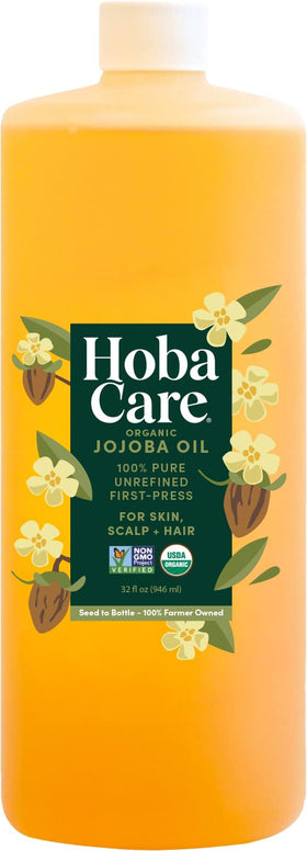 HobaCare Jojoba Oil bottle pour for quick, lightweight skin moisture