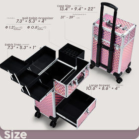 Hododou rolling makeup case bottom drawer storage for hair tools and nail tech gear